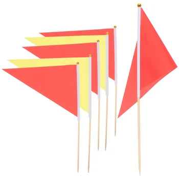 10 бр., триъгълни знаци, маркировката, знамена, Жълт мотор за тревата, червен маркер от полиестер