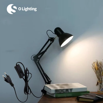 Домашна настолна лампа със скоба Гъвкави led настолни лампи Крак Завъртане на Лоста за Монтиране на Скоба, за да се Учат Лампа за четене за домашния офис Студио
